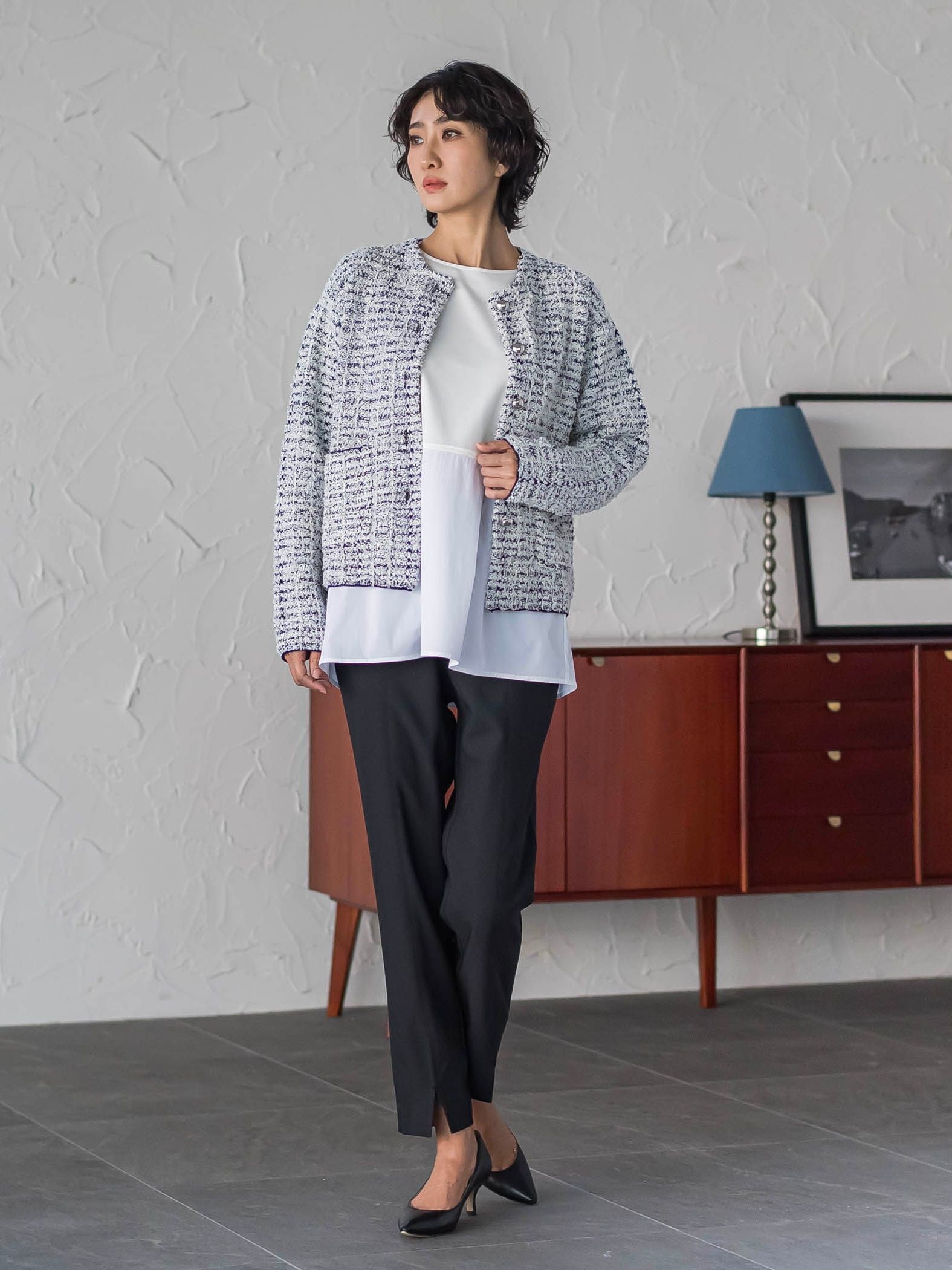 ツイードカーディガン