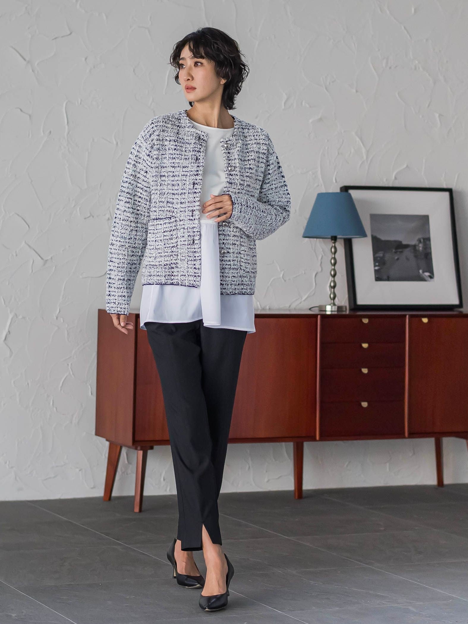 ツイードカーディガン