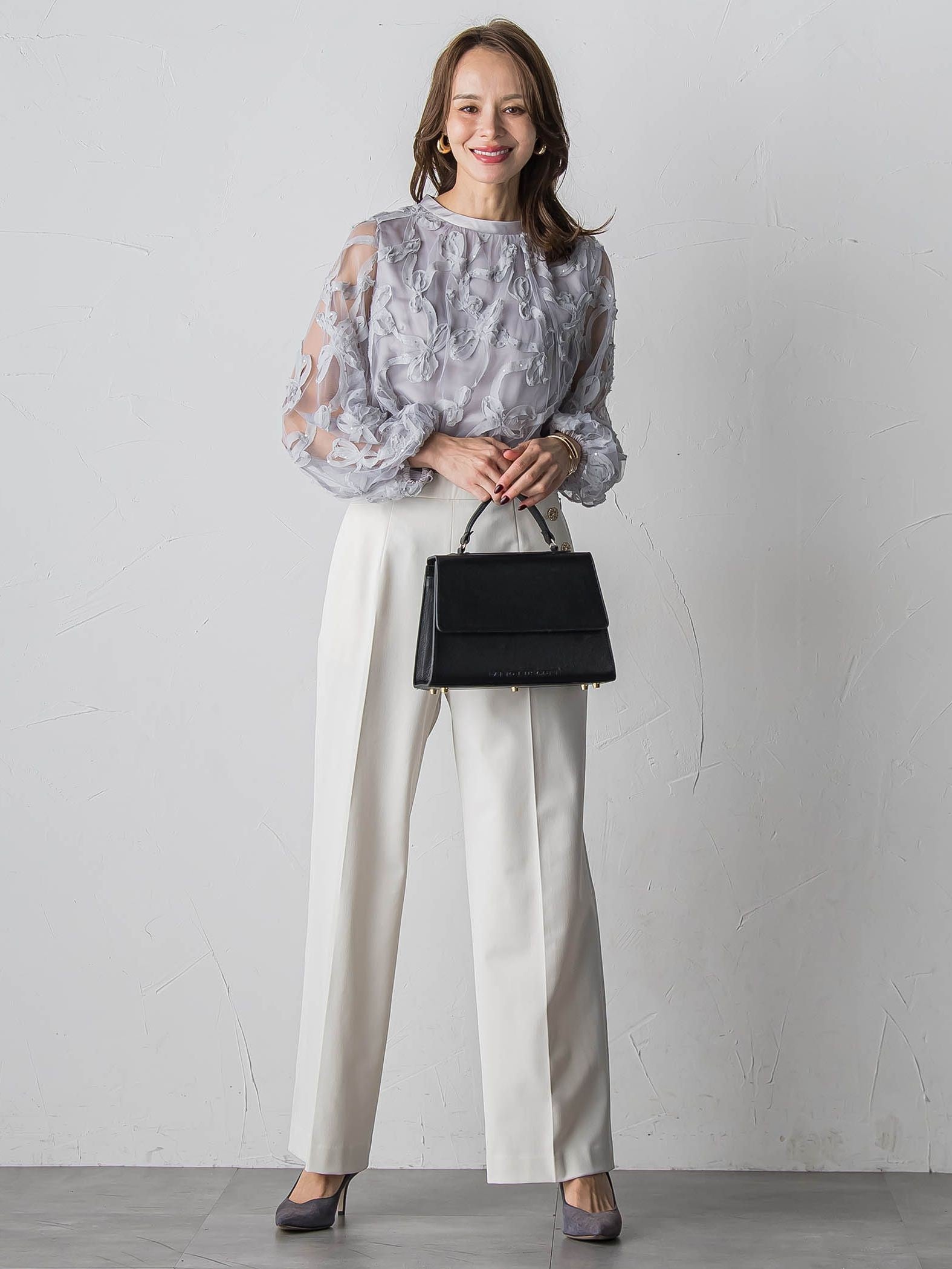 スパンコールテープチュールブラウス