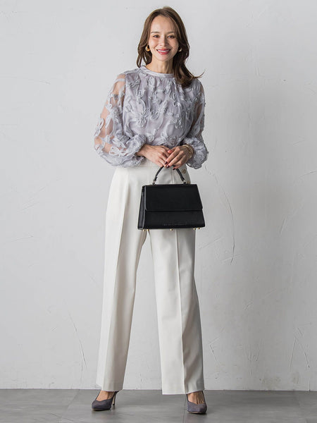 スパンコールテープチュールブラウス