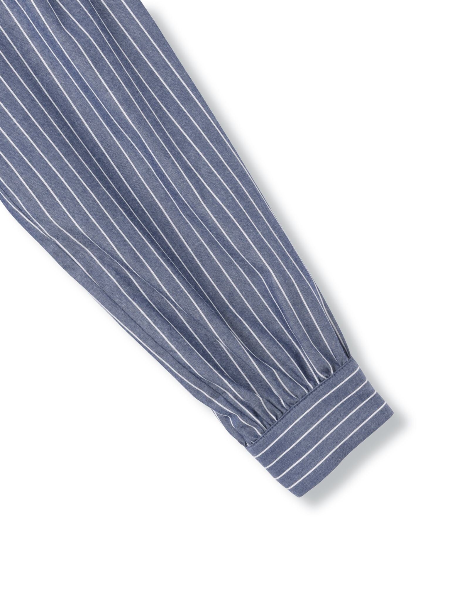 ブロードストライプフリルネックブラウス