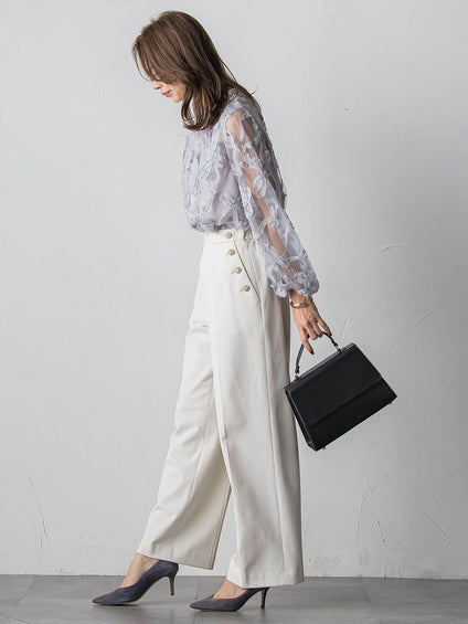 スパンコールテープチュールブラウス