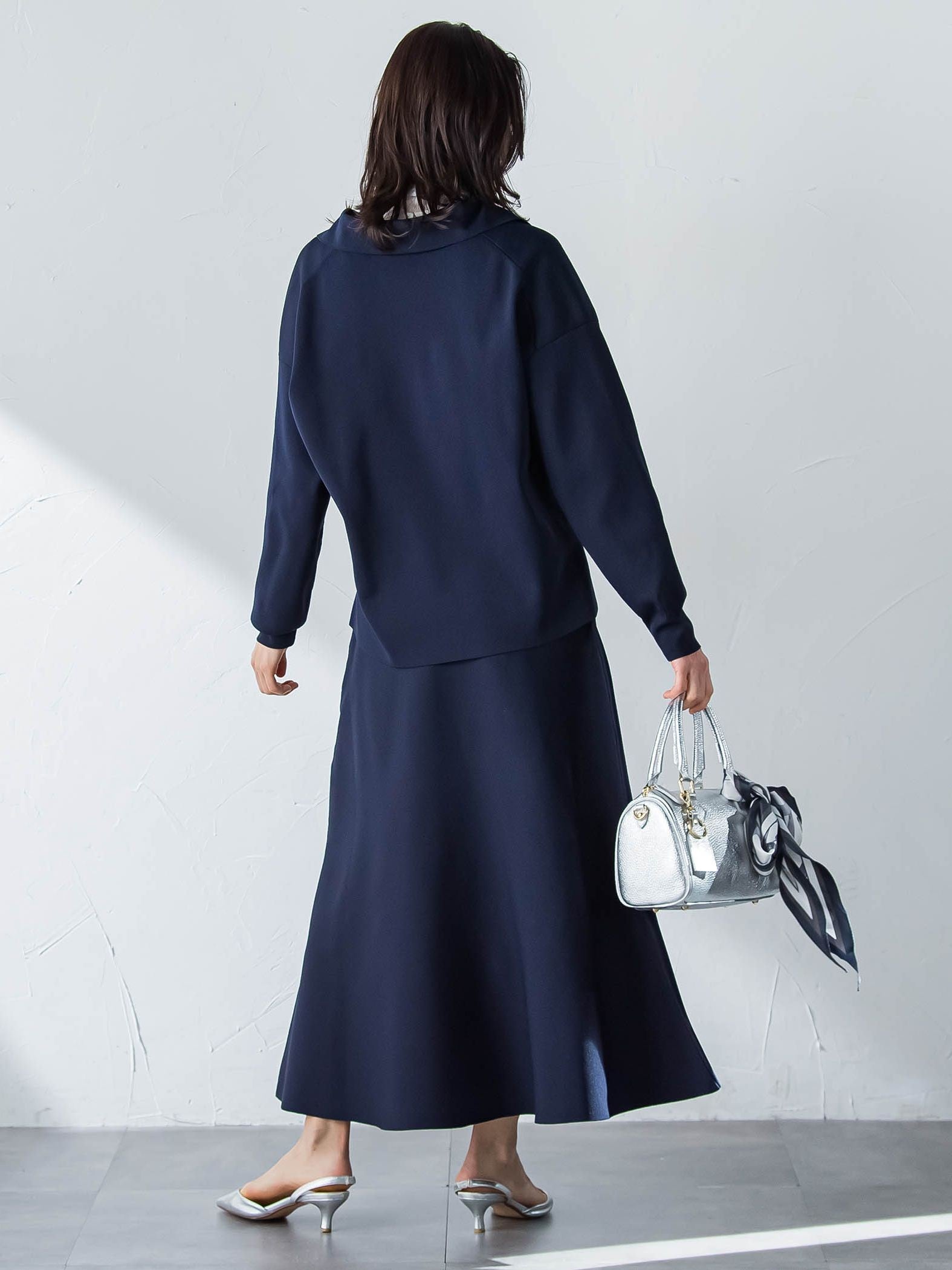 襟付きスキッパーニットプルオーバー