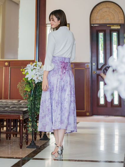 線描きフラワースカート≪セットアップ対応/洗濯機で洗える≫ | QUEENS  