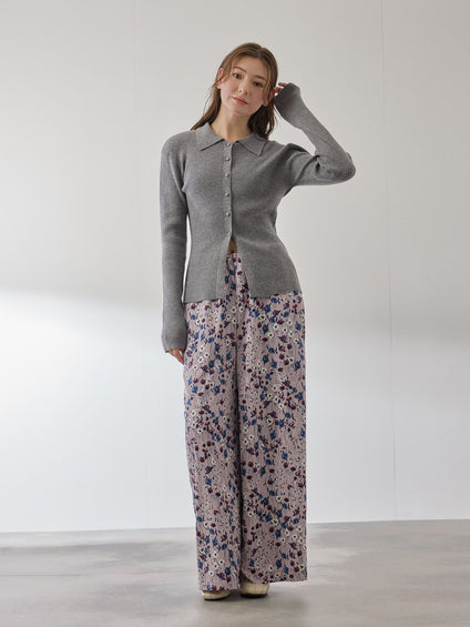 くるみボタンポロニットカーディガン≪手洗い可能≫