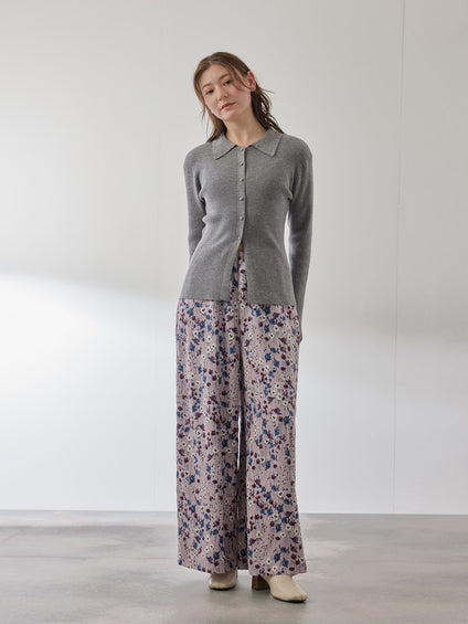 くるみボタンポロニットカーディガン≪手洗い可能≫