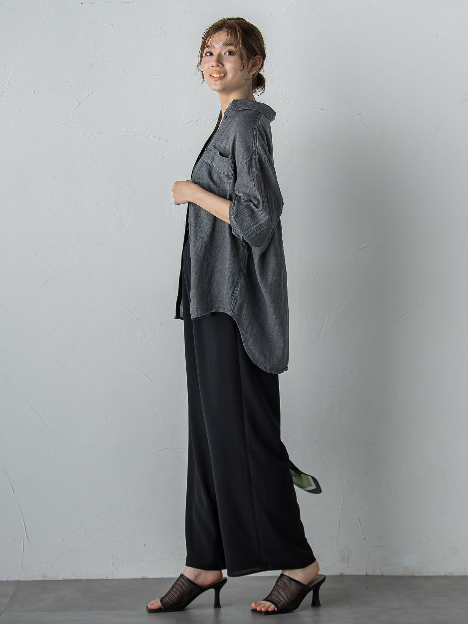 シアーデニムシャツ≪洗濯機で洗える≫