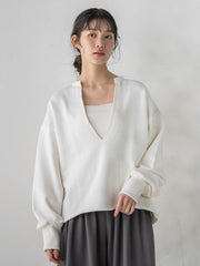 裏毛Vネックカットソー≪手洗い可能≫