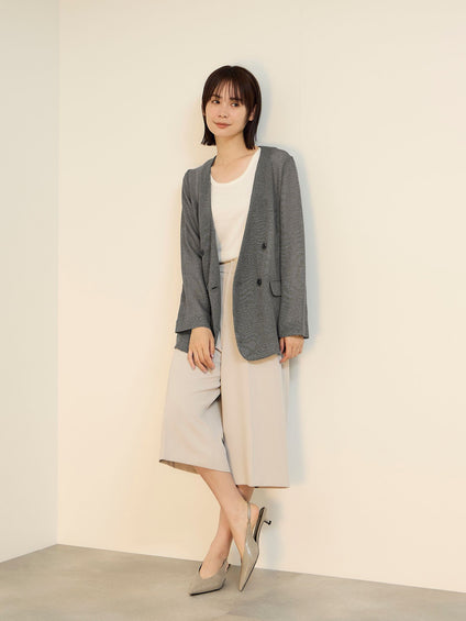グリッディメッシュノーカラージャケット