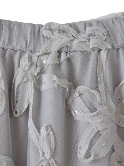 スパンコールテープチュールスカート