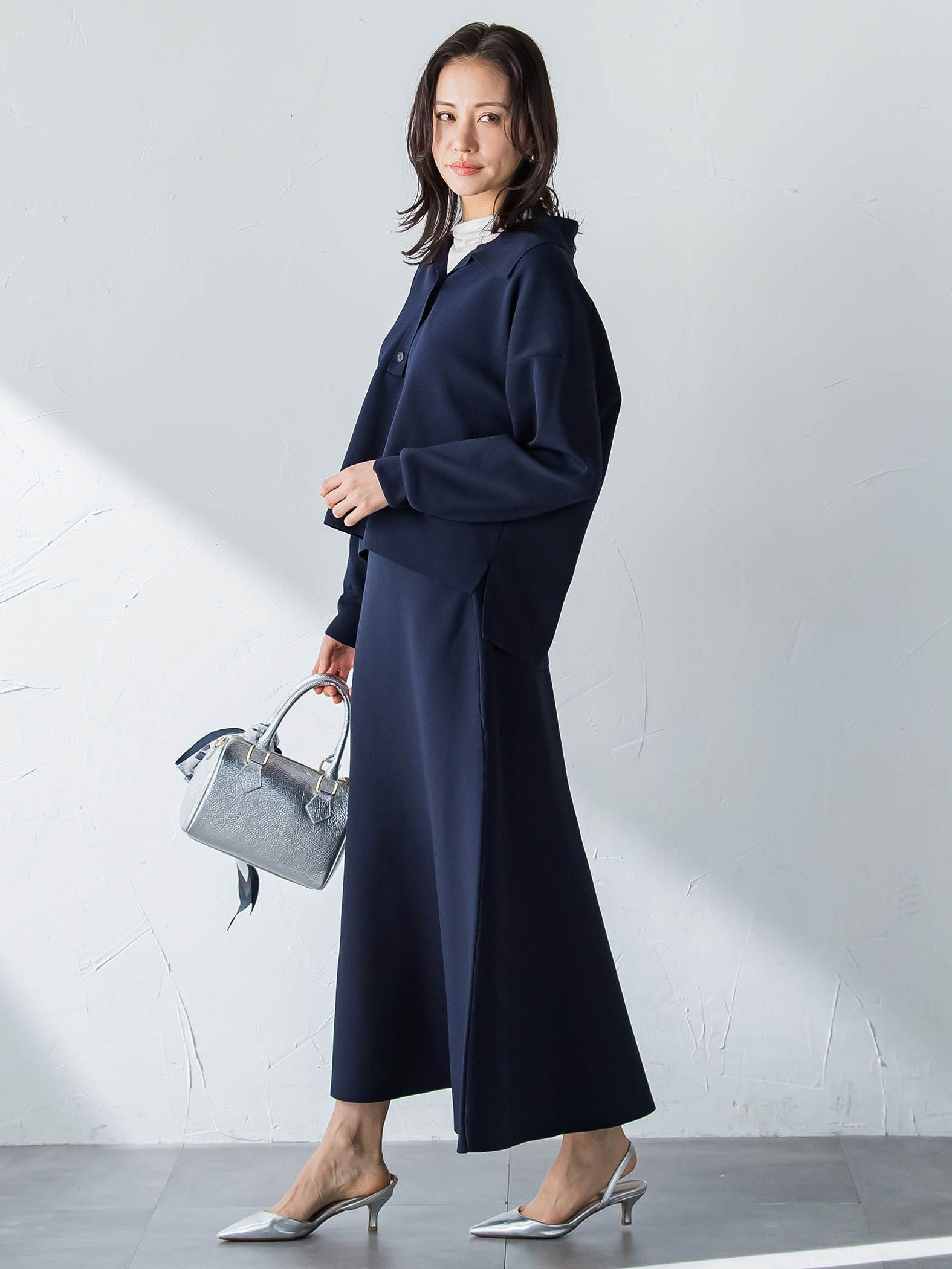 襟付きスキッパーニットプルオーバー