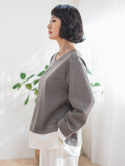 ピクシエスタVネックブラウス≪洗濯機で洗える≫