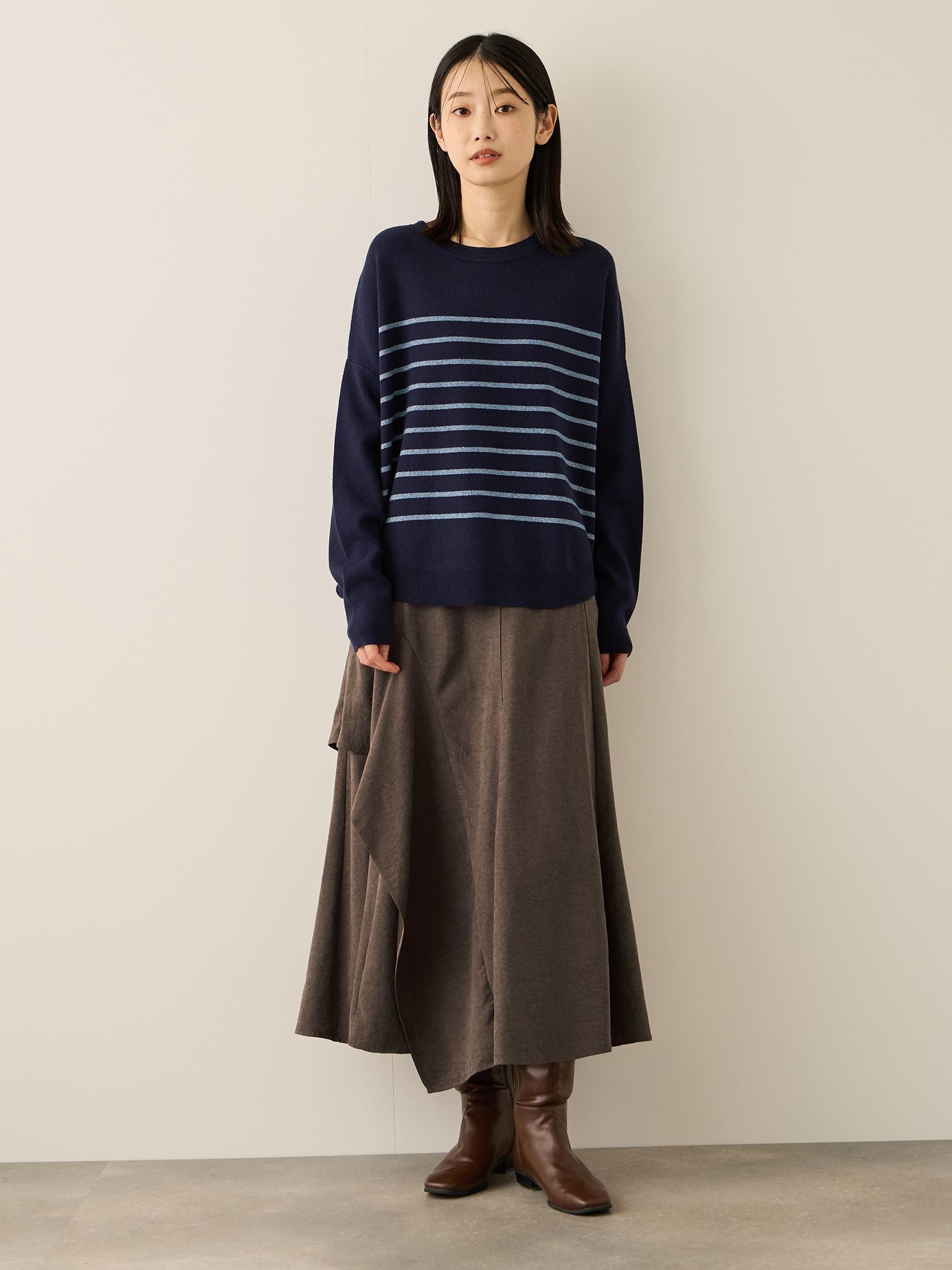 サテンピーチバックアシンメトリースカート≪手洗い可能≫