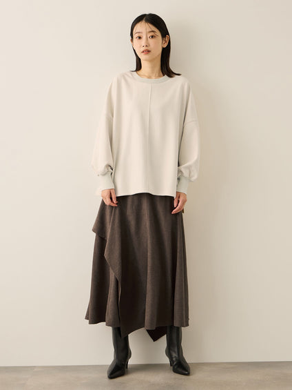 サテンピーチバックアシンメトリースカート≪手洗い可能≫