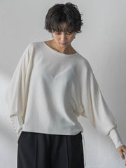 袖口ボタンドルマンニットプルオーバー≪手洗い可能≫