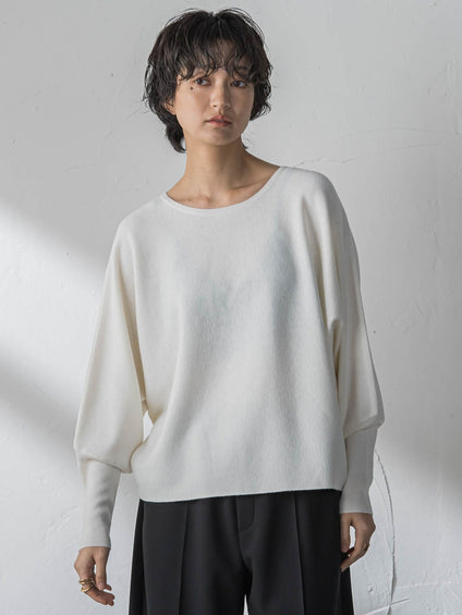 袖口ボタンドルマンニットプルオーバー≪手洗い可能≫