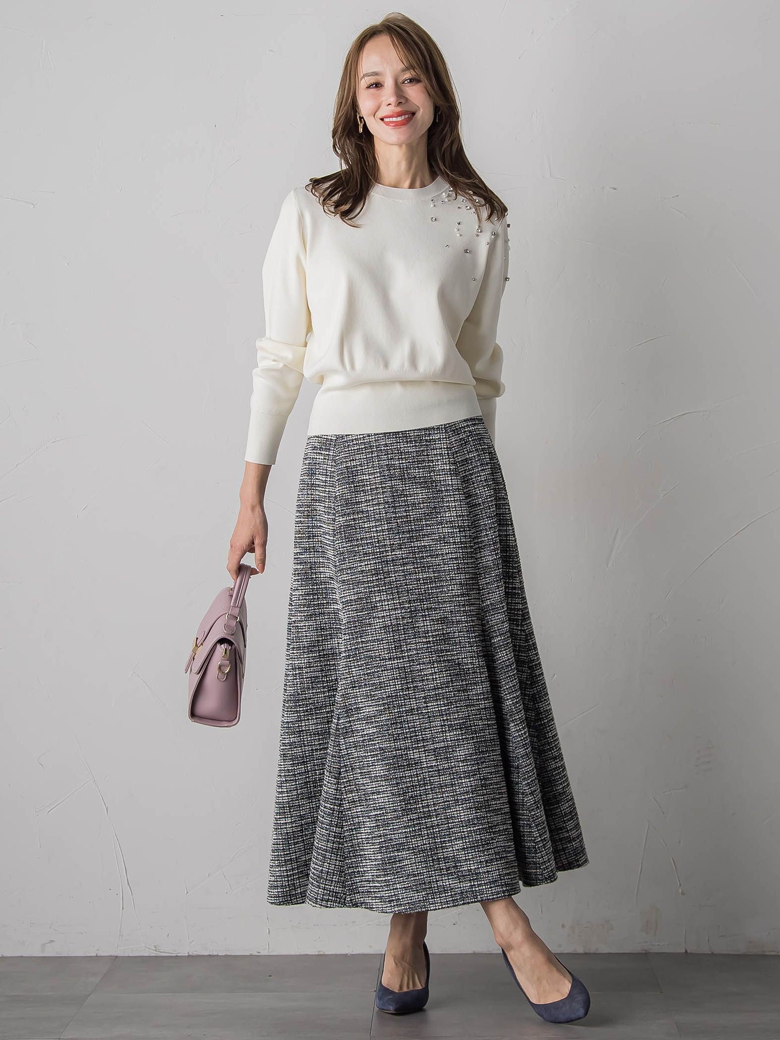 アシメパールビジューニット