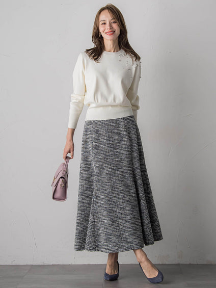 アシメパールビジューニット