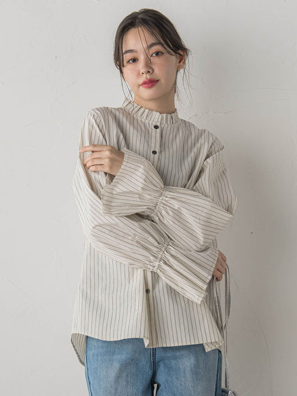 襟フリルブラウス≪洗濯機で洗える≫