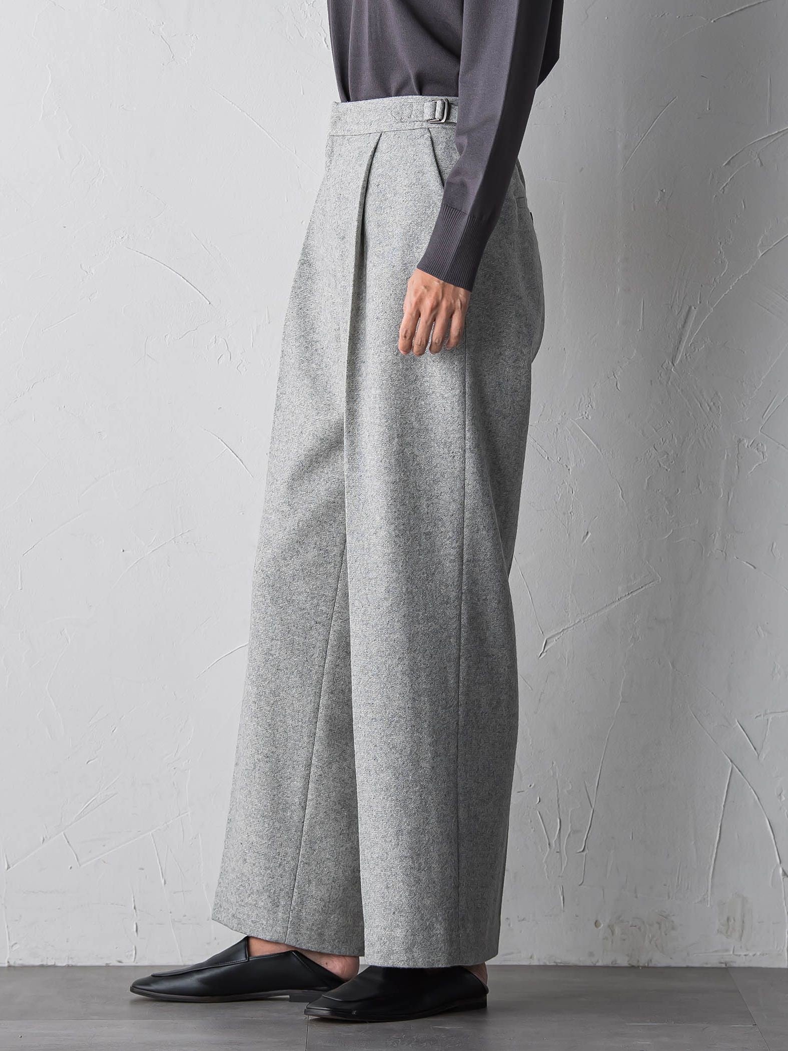 【大きいサイズ】ウールラメシャンブレーパンツ