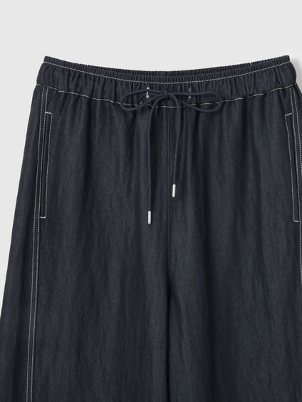 【シーズンレス】ナイロンツイルデニムイージーワイドパンツ