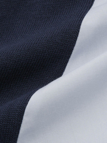 異素材切替クルーネックニットカーディガン