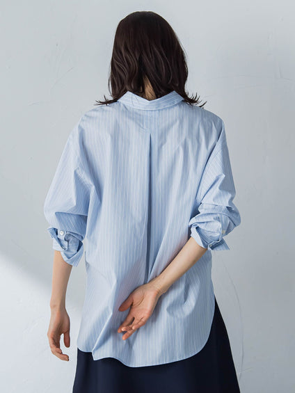 コットンポプリン2WAYストライプシャツ