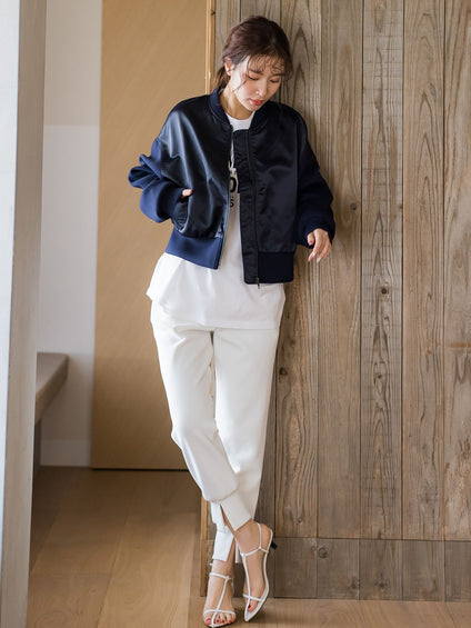 【ビッキー定番/ロングシーズン大活躍の多機能素材/L号サイズ登場！】裾スリットジョガーパンツ《洗濯機で洗える》