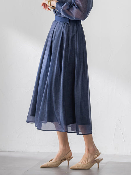 オーガンジーデニムスカート