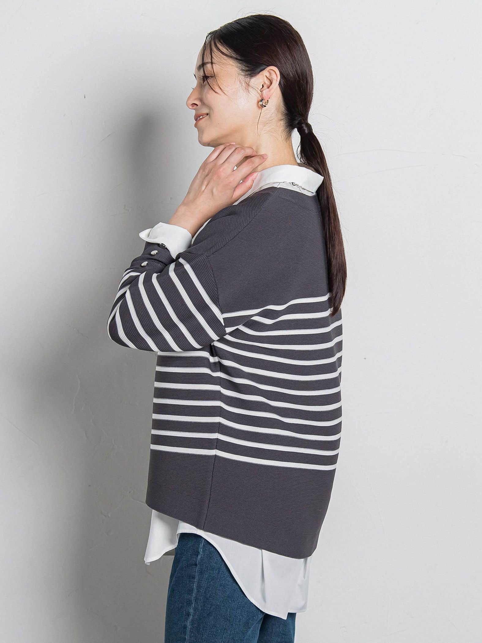 【WEB限定】ソデボタンガーターニット≪11号あり/洗える≫