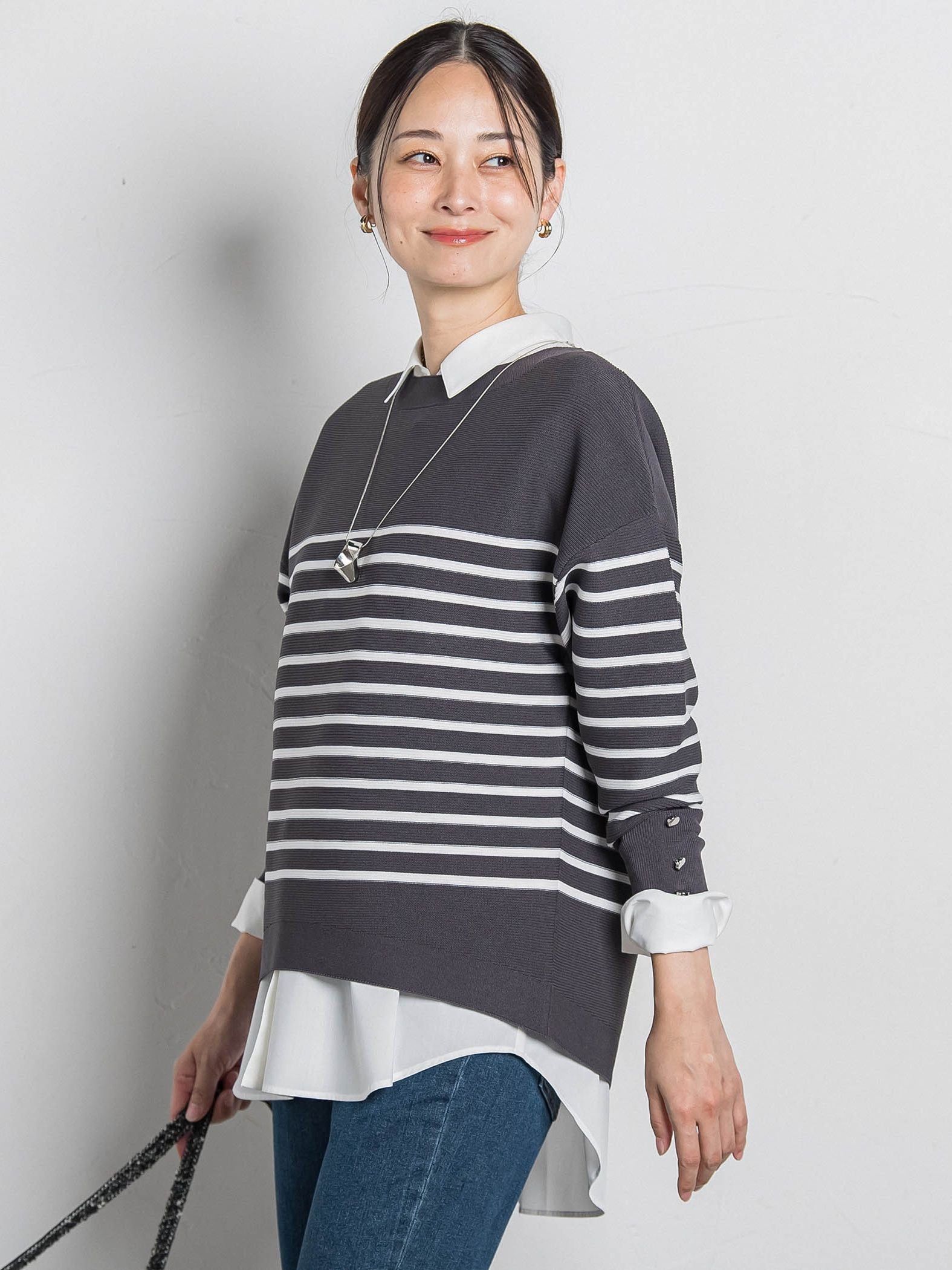 【WEB限定】ソデボタンガーターニット≪11号あり/洗える≫