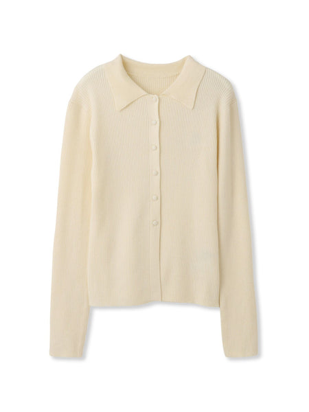 くるみボタンポロニットカーディガン≪手洗い可能≫