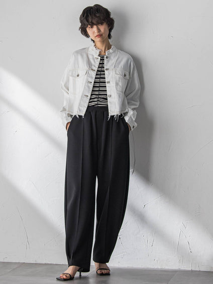 デニムショートジャケット≪洗濯機で洗える≫