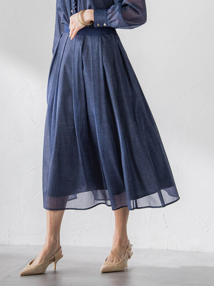 オーガンジーデニムスカート