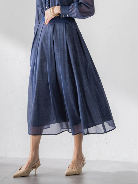 オーガンジーデニムスカート