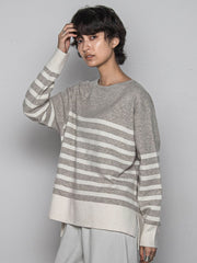 【ふわもち】ボーダーニット≪洗濯機で洗える≫