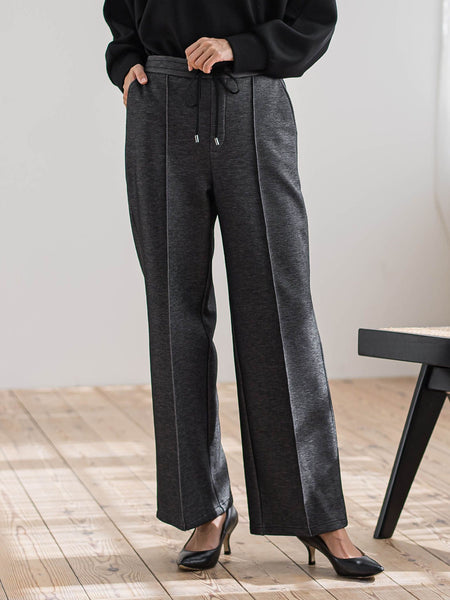 【WEB限定/大きいサイズ】”楽暖”裏起毛ワイドパンツ≪洗濯機で洗える≫