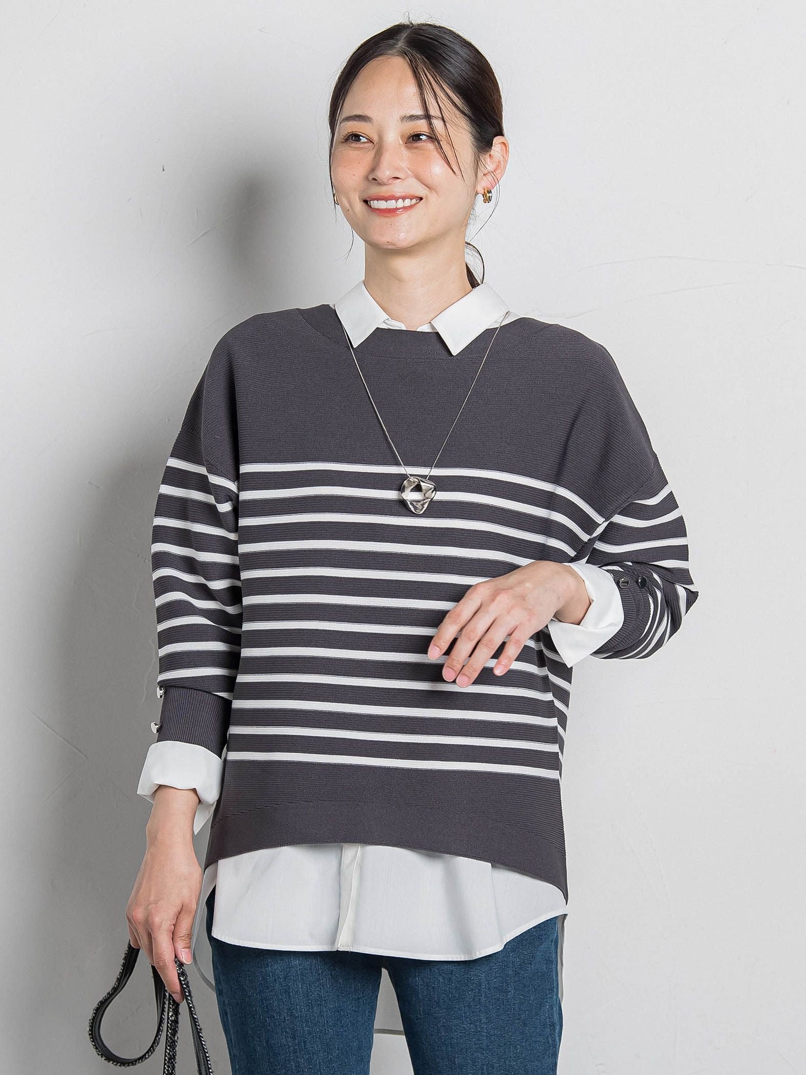 【WEB限定】ソデボタンガーターニット≪11号あり/洗える≫