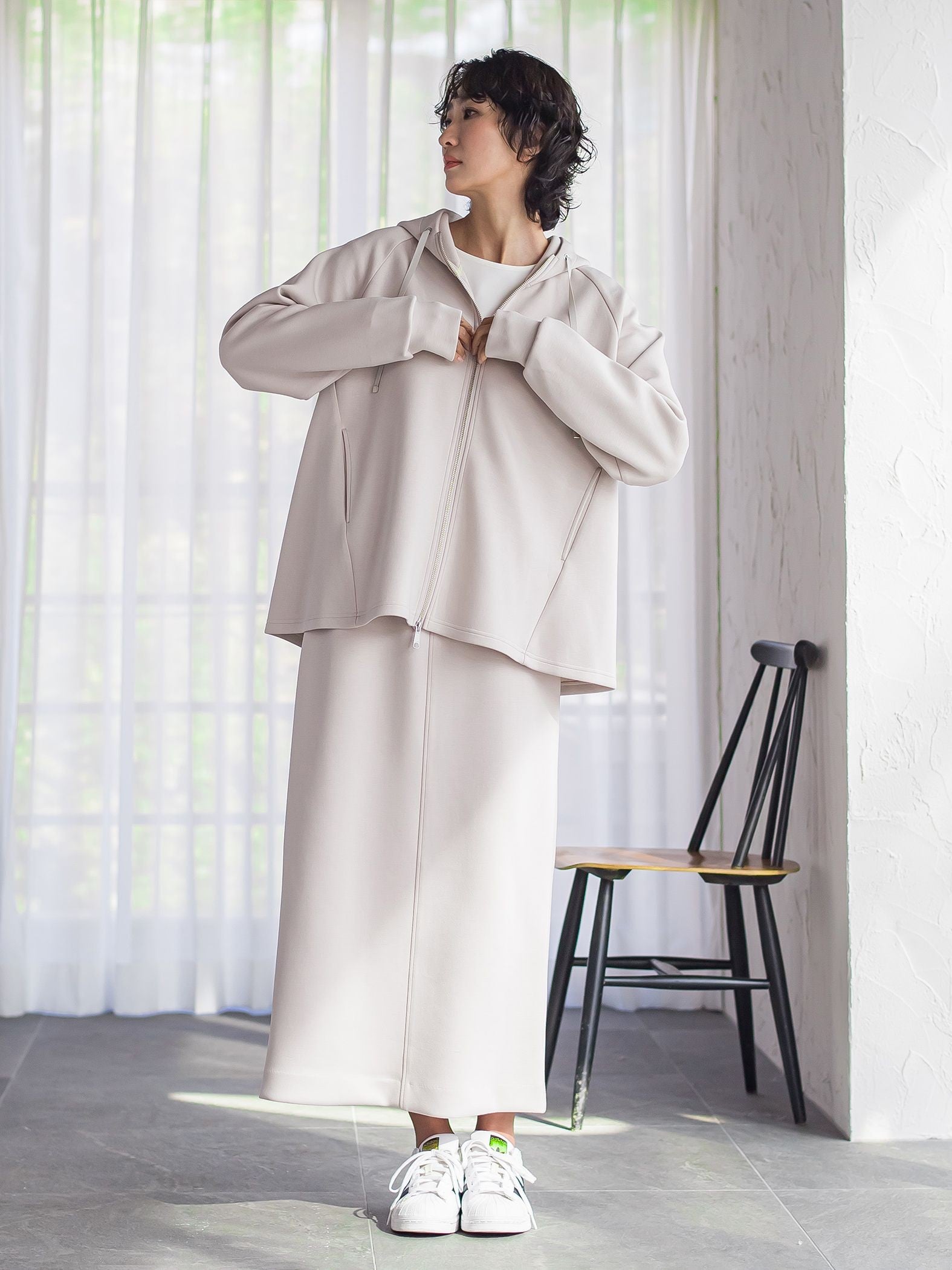 【大きいサイズ】ストレッチダンボールジップパーカー