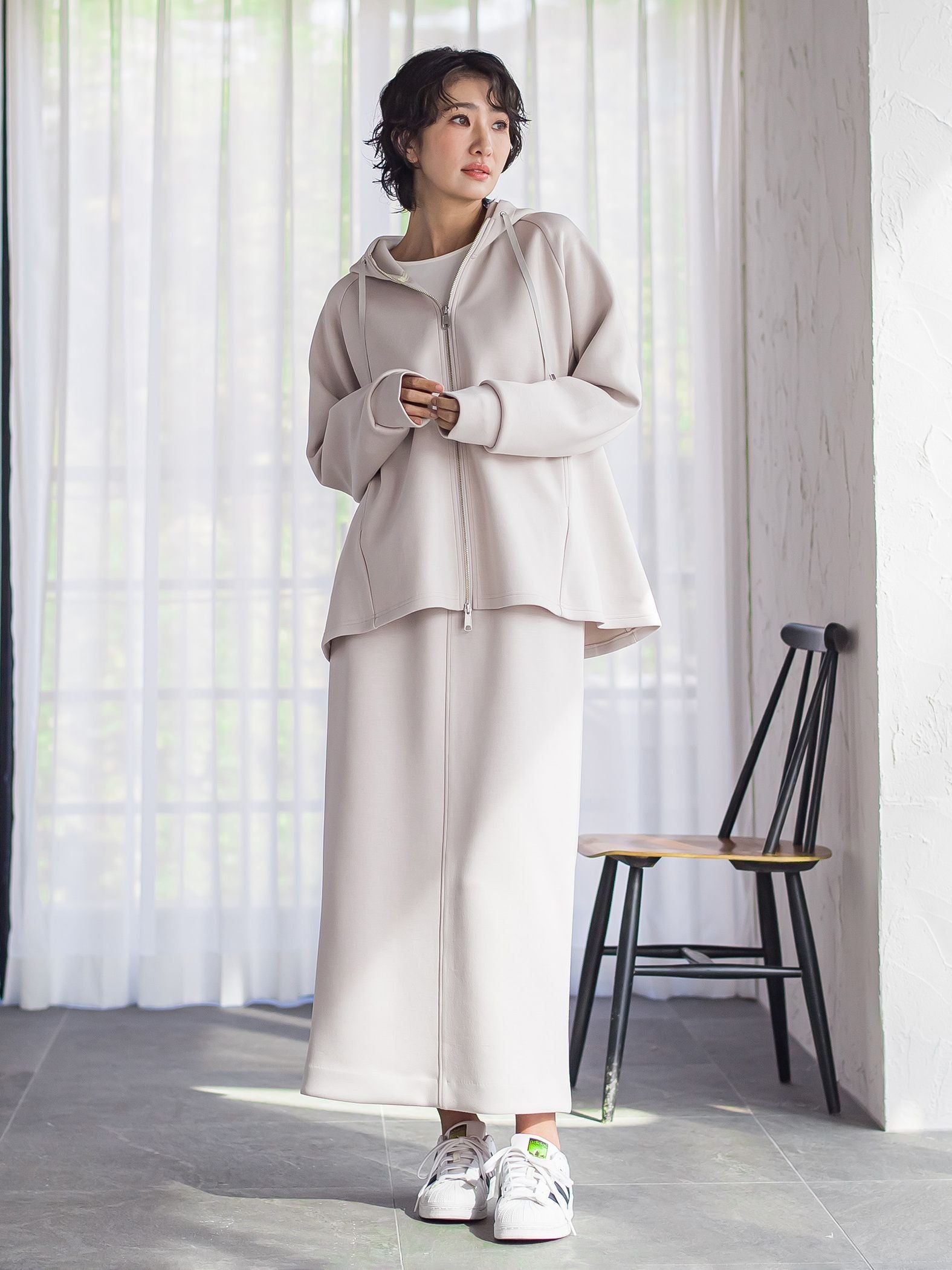 【大きいサイズ】ストレッチダンボールジップパーカー