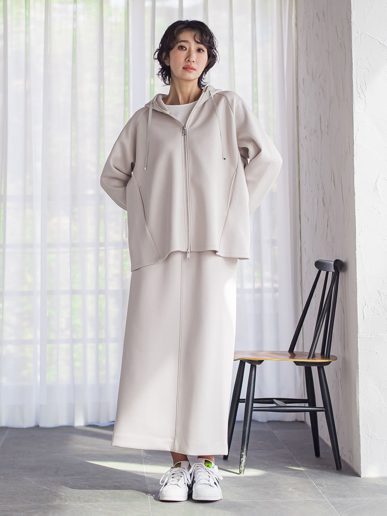 【大きいサイズ】ストレッチダンボールジップパーカー