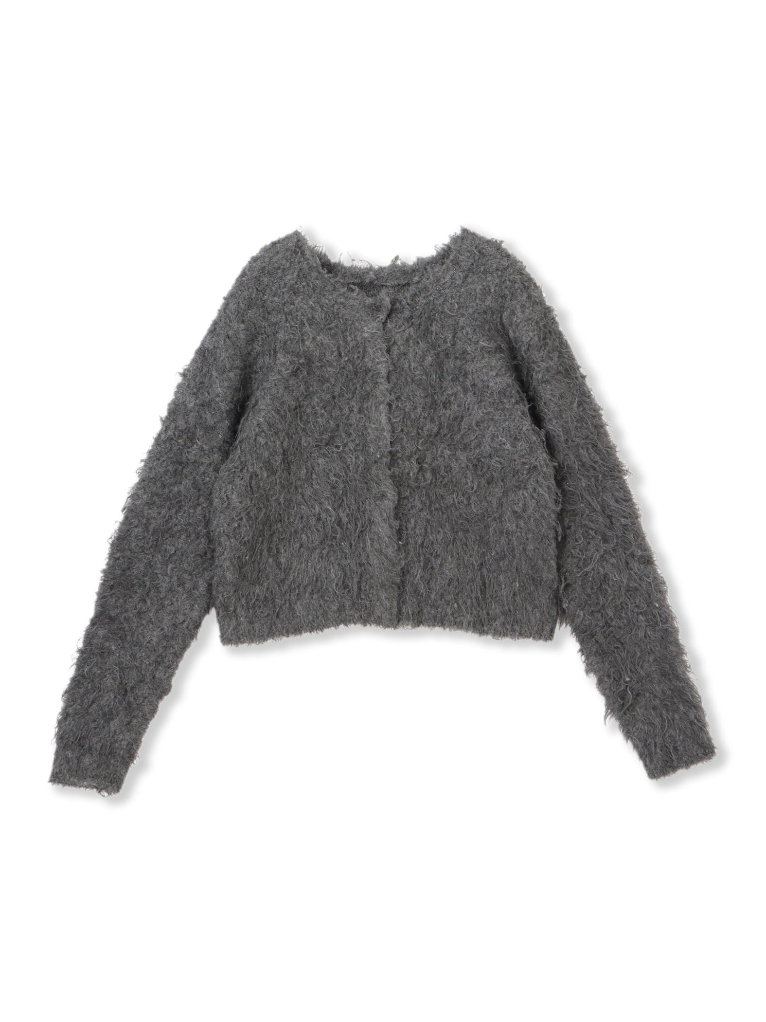 【ENIM BY VICKY】ミックスシャギーニット前後2wayクロップドカーディガン《手洗い可能》
