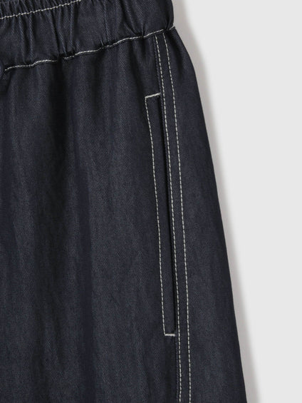 【シーズンレス】ナイロンツイルデニムイージーワイドパンツ
