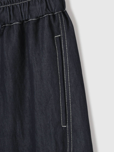 【シーズンレス】ナイロンツイルデニムイージーワイドパンツ