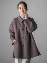 【大きいサイズ】スタンドカラーウールリバーコート