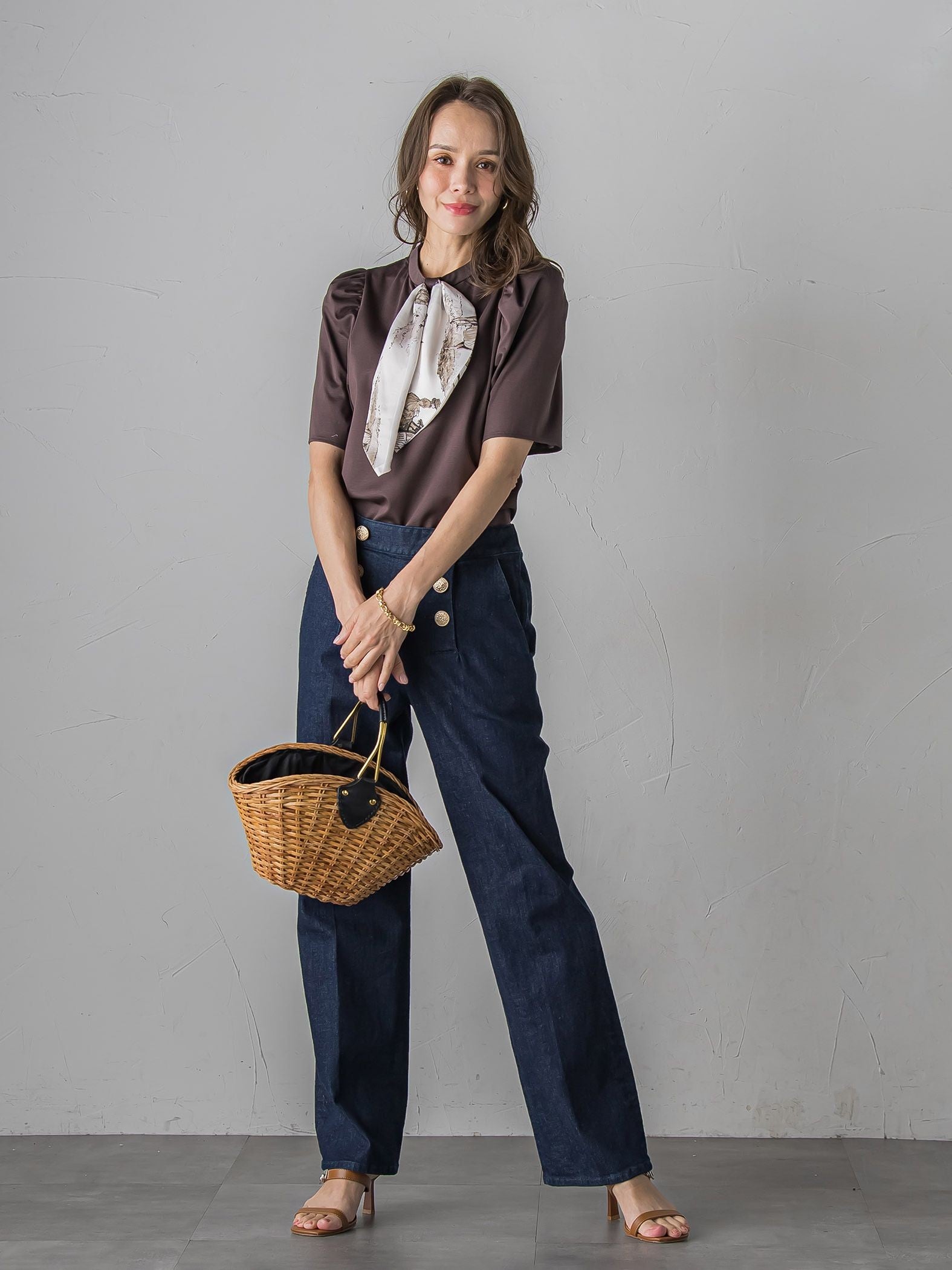 LADY&HORSEスカーフ付きカットソー≪洗濯機で洗える≫