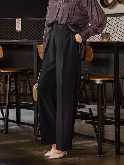 タックレスワイドチノパンツ≪洗濯機で洗える≫