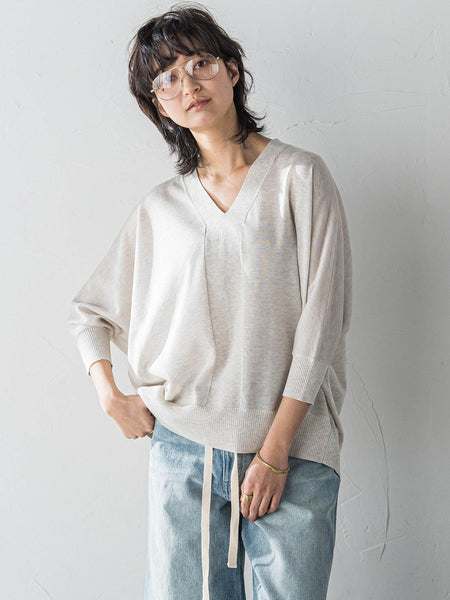 LEVITAシアーVネックドルマンニットプルオーバー≪手洗い可能≫