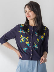 レモン刺繍ニットカーディガン