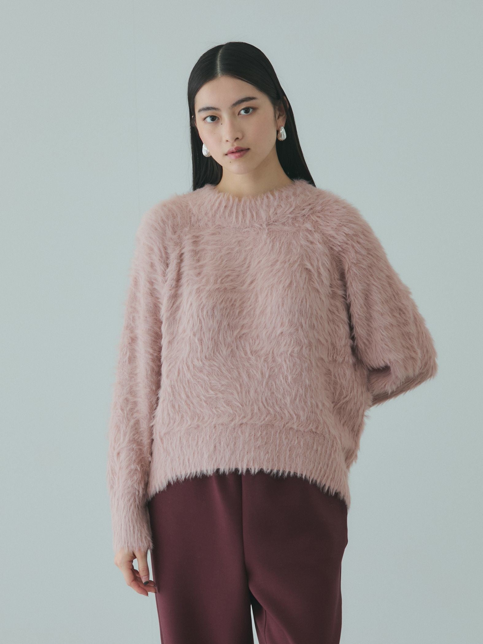 カーブヘムシャギーニットプルオーバー≪手洗い可能≫